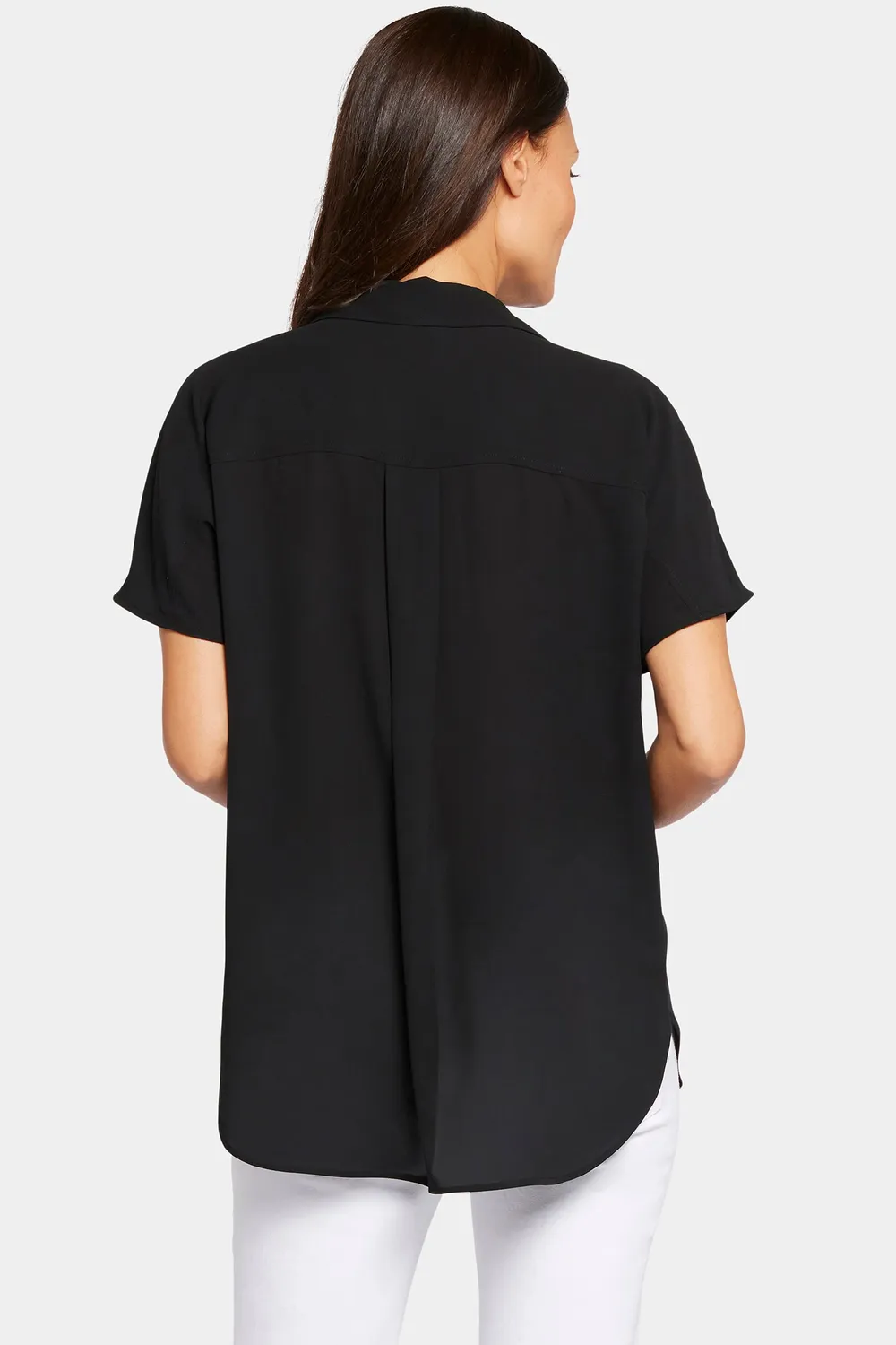 NYDJ Becky Kurzarm Bluse Schwarz Georgette
