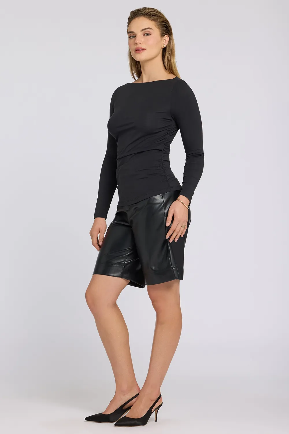NYDJ Boatneck Knit Top Schwarz Modal