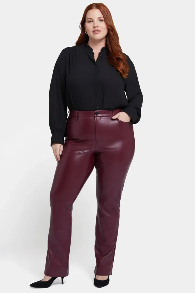 NYDJ Faux Leather Marilyn Straight Pants Hose Tavern