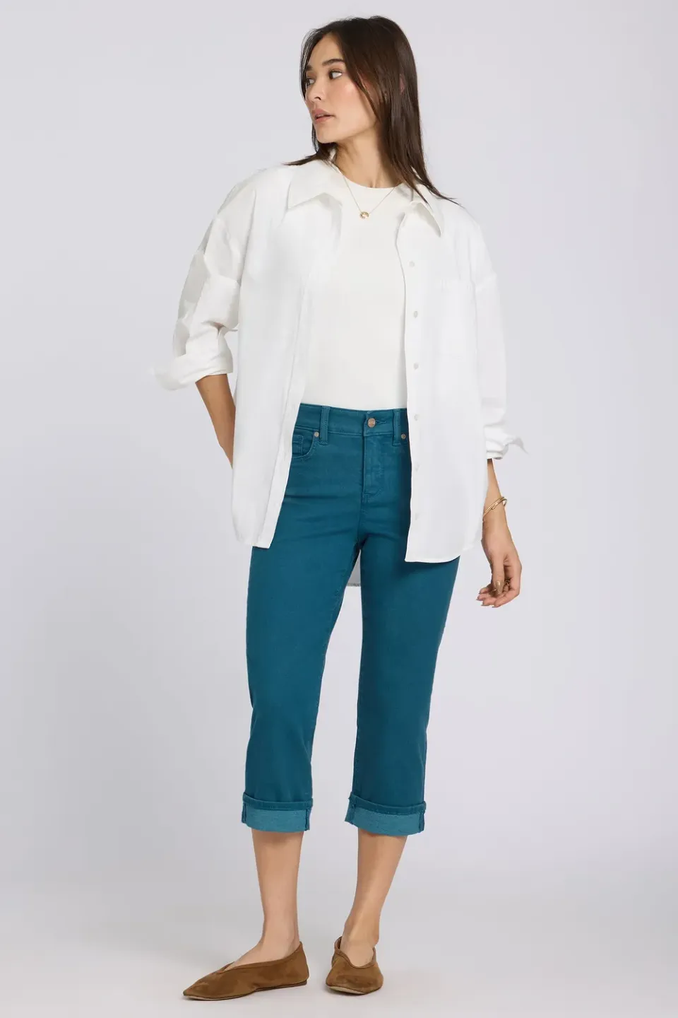 NYDJ Marilyn Straight Crop Jeans Blue Lake cropped