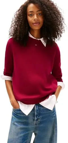 Tommy Jeans Essential Crew Pullover Rot 1XL Baumwolle