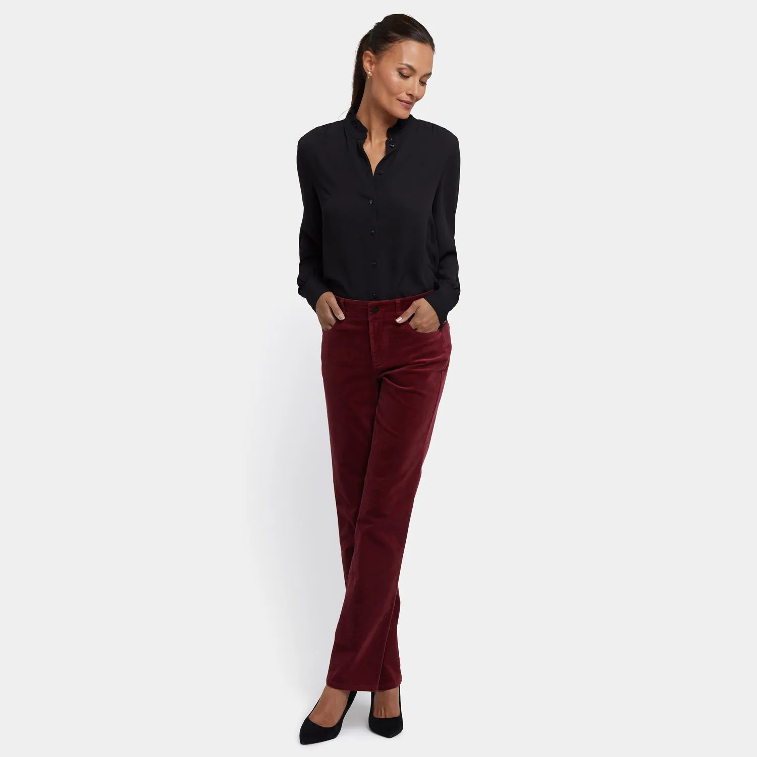 NYDJ Marilyn Straight Hose Wild Currant Samt petite