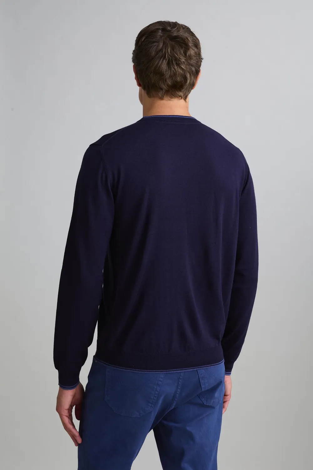 Jeckerson Girocollo Pullover Herren dunkelblau Wolle