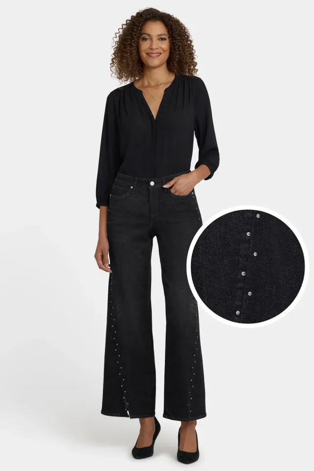 NYDJ Teresa Wide Leg Jeans French Nightfall Strass