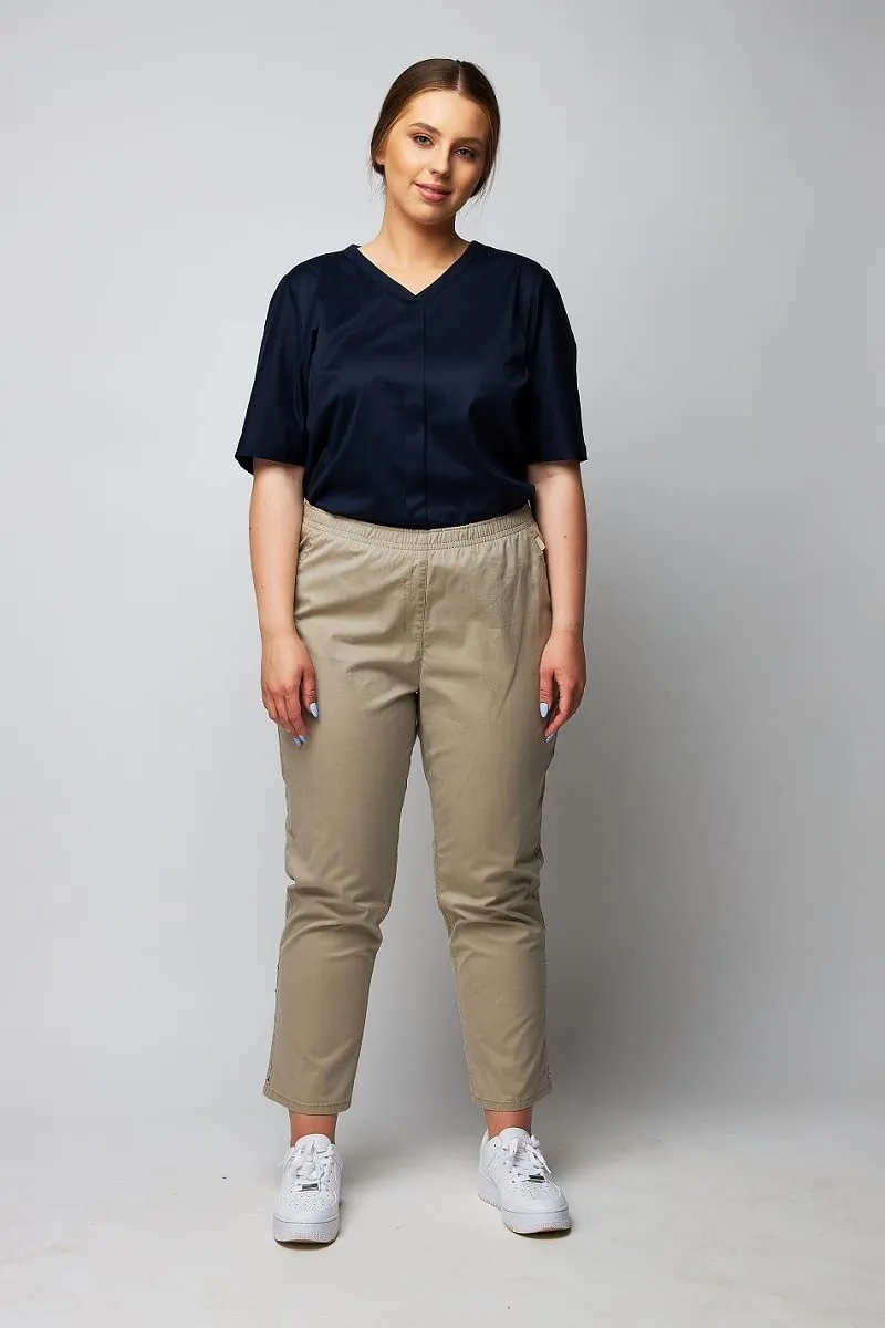 Wille Schlupfjeans Beige mit Gummizug leichte Damenjeans