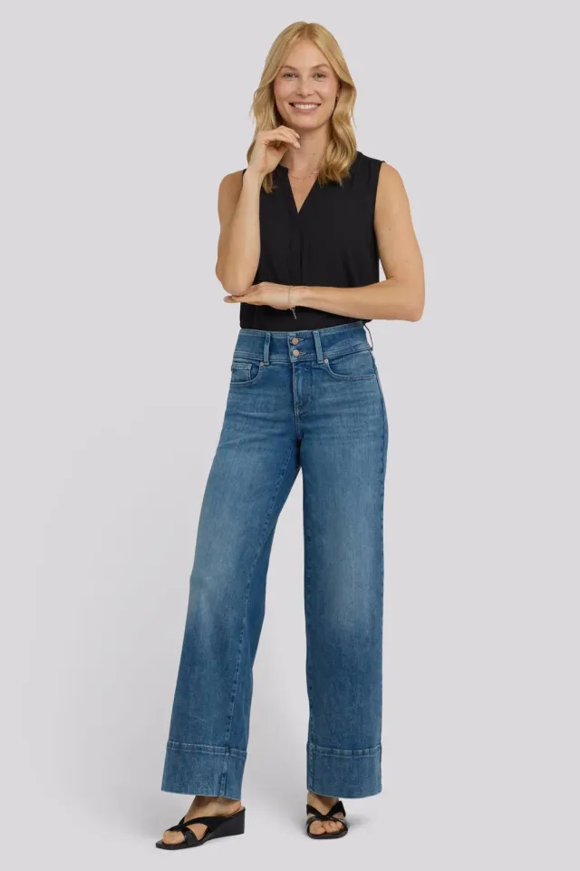 NYDJ Teresa Wide Leg Jeans Breezy Palms Indigo Stretch