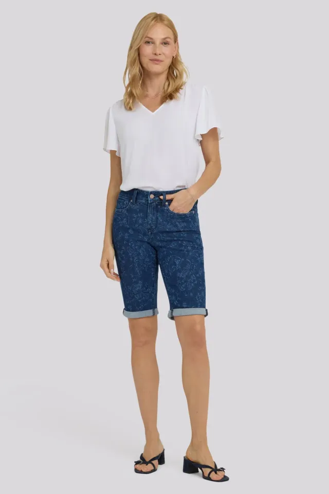 NYDJ Briella 11 Denim Shorts Garden Paisley Mid Rise
