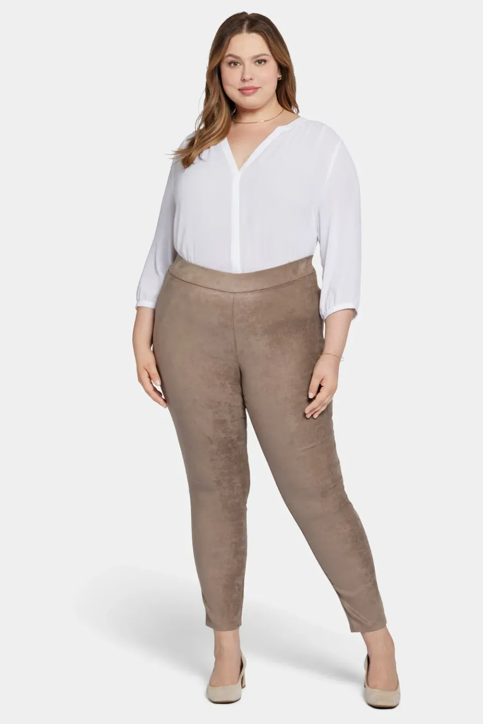 NYDJ Basic Legging Hose Saddlewood Plus Size Wildleder-Optik