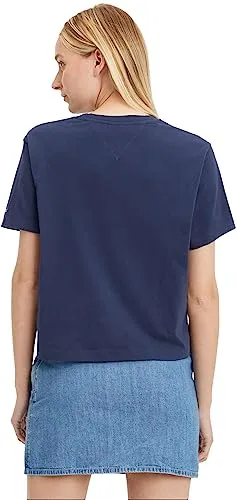 Tommy Jeans Serif Linear Tee Damen T-Shirt XL Twilight Navy