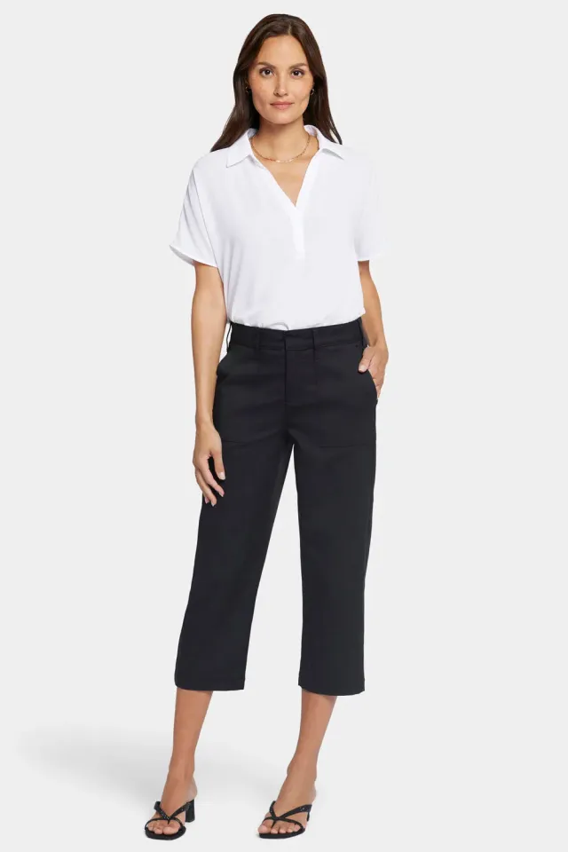 NYDJ Utility Hose Schwarz Stretch-Twill gerade