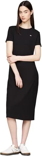 Tommy Jeans Bodycon Midi Gerippt Kleid Damen