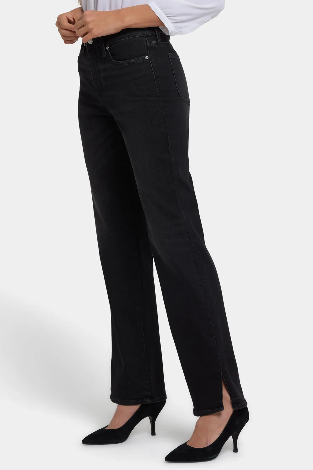 NYDJ Bailey Relaxed Straight Jeans French Nightfall schwarz
