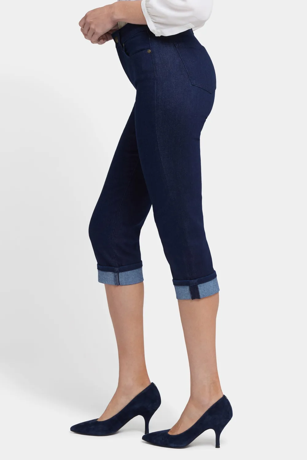 NYDJ Marilyn Straight Crop Jeans Rinse mit Umschlag