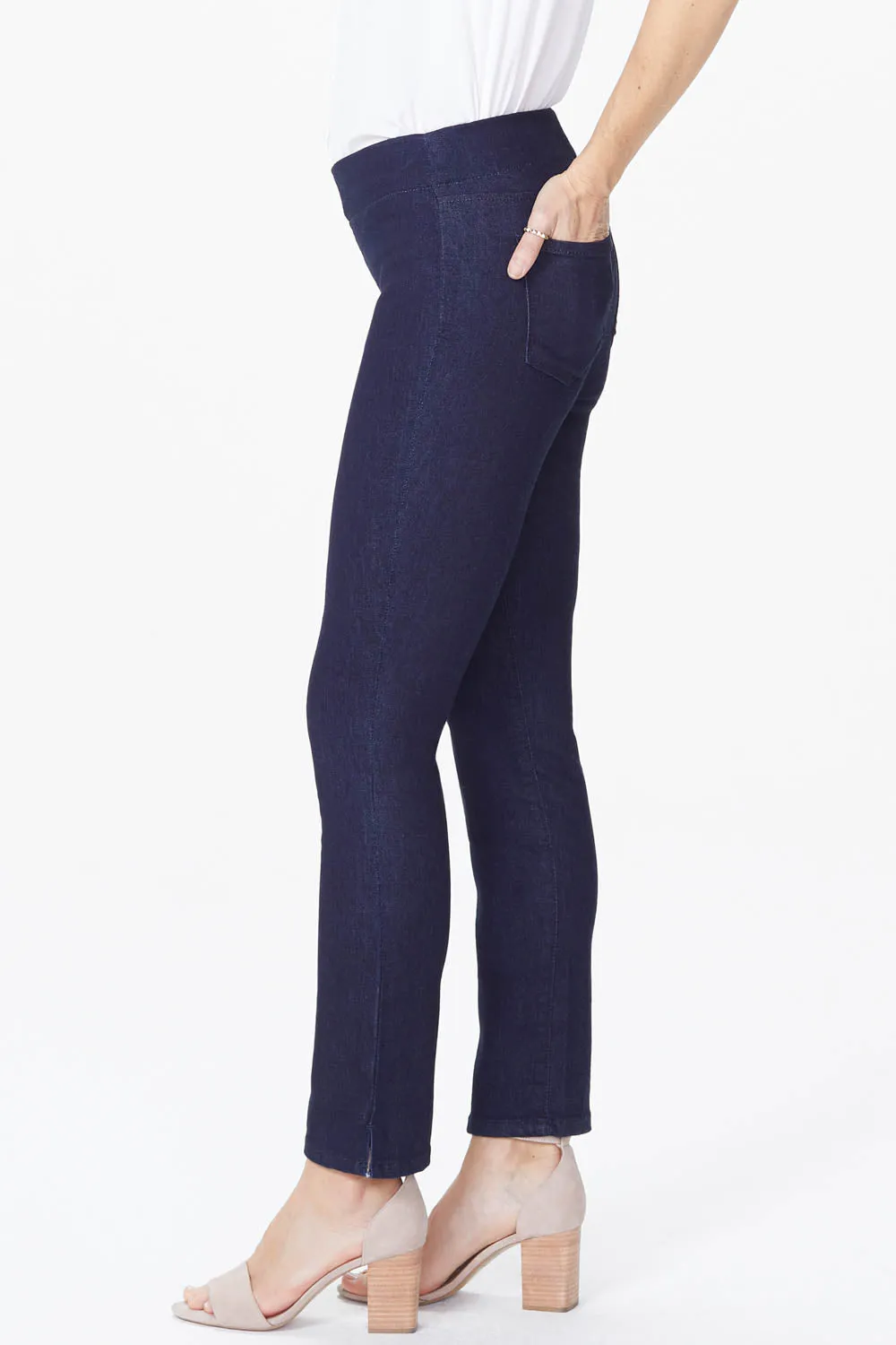 NYDJ Skinny Ankle Pull-On Jeans Petite Rinse Elast Bund