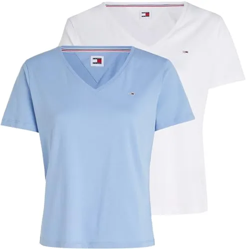 Tommy Jeans TJW V-Neck T-Shirt 2er Pack weiß-blau