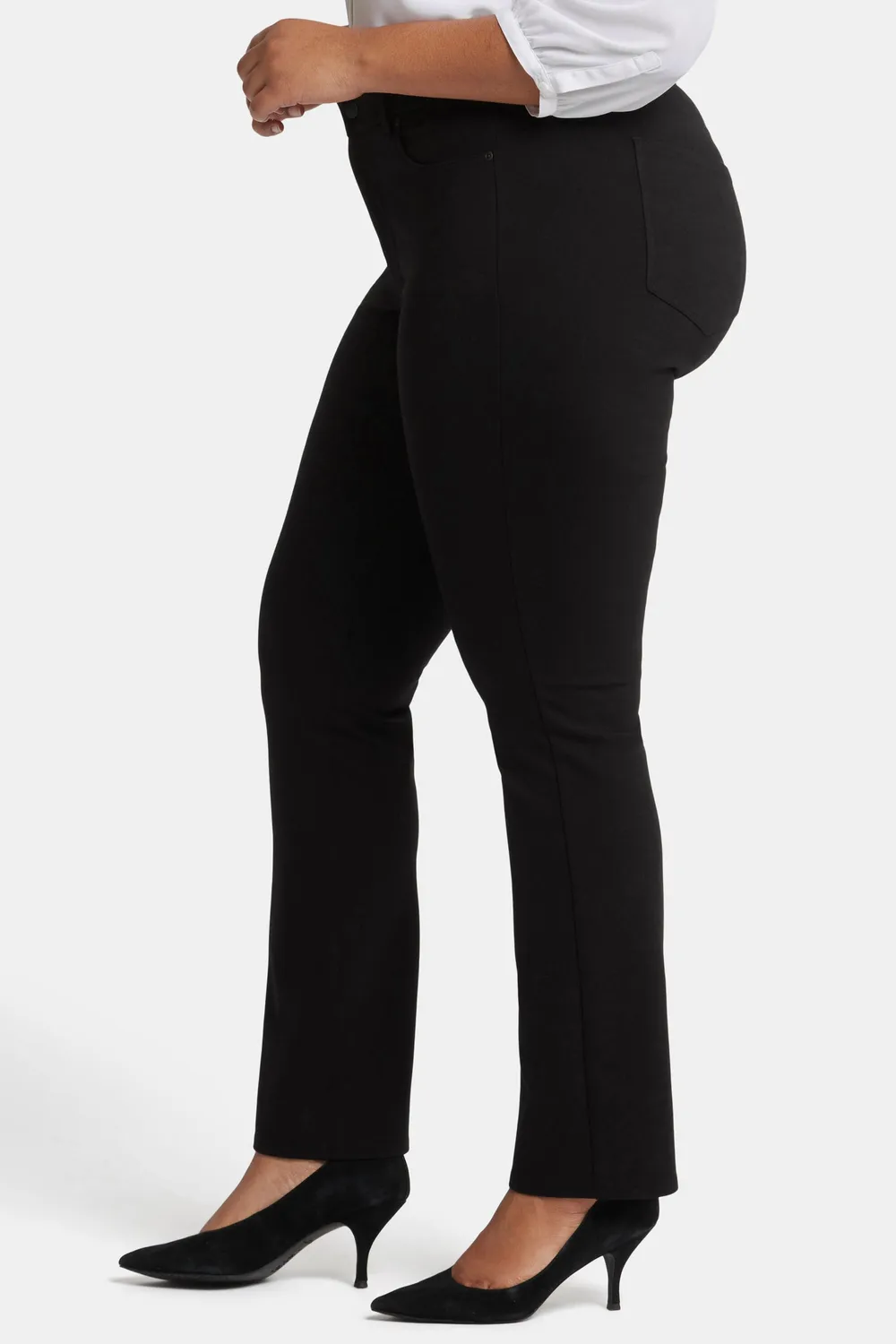 NYDJ Marilyn Straight Plus Hose Schwarz Ponte
