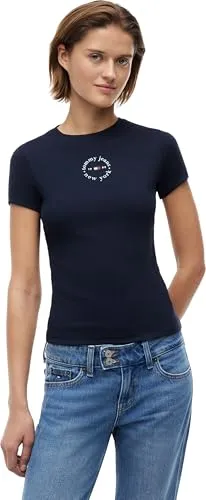 Tommy Jeans TJW Slim Logo Rib T-Shirt L schmal