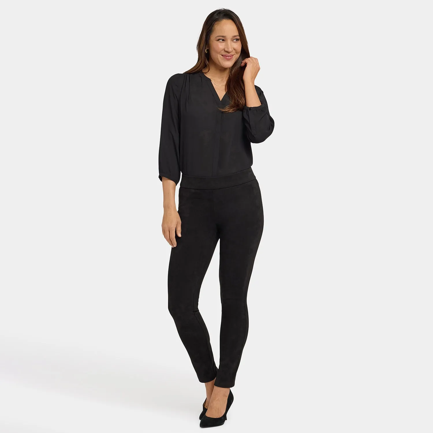 NYDJ Basic Legging-Hose Schwarz Wildleder-Optik