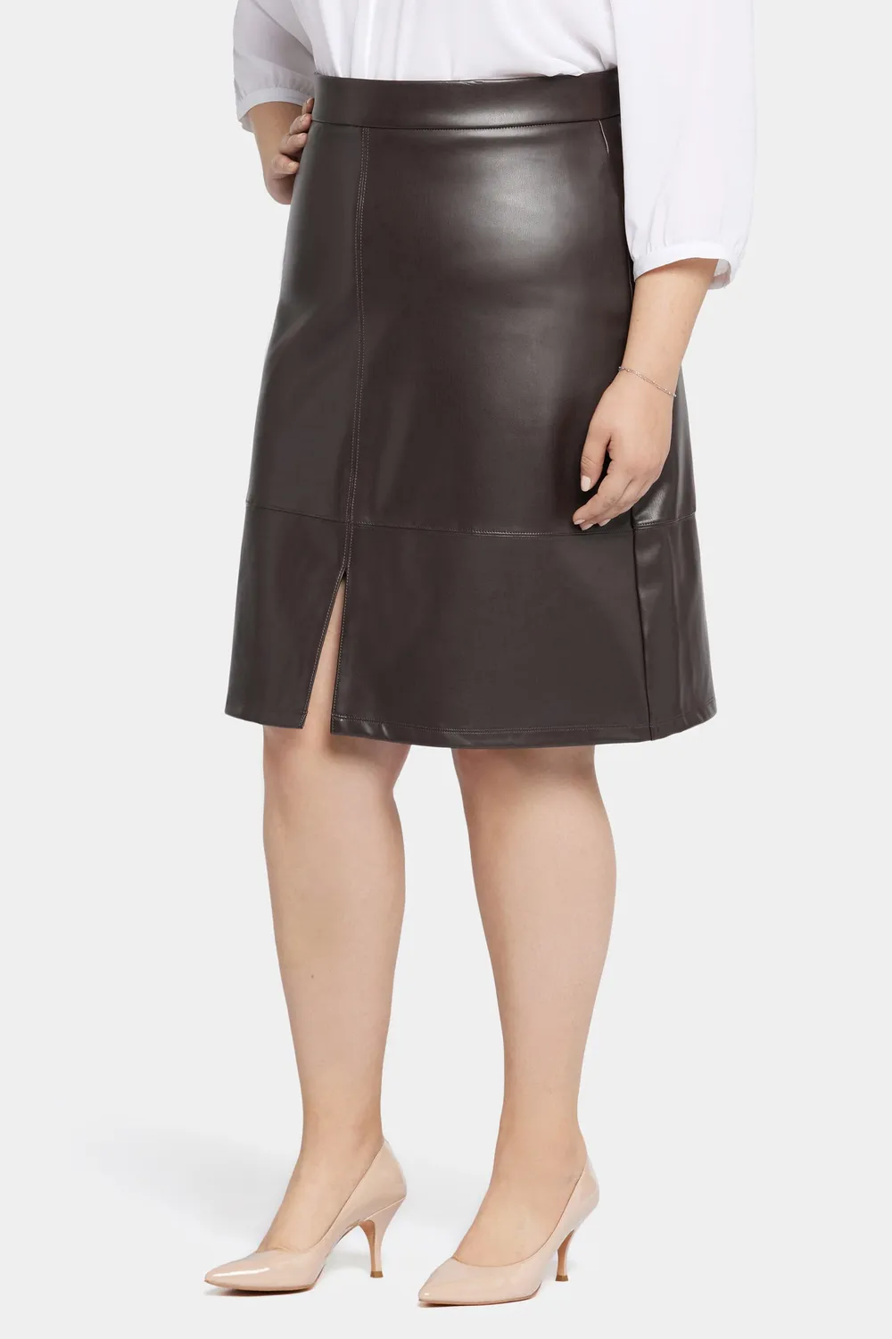 NYDJ Faux Leather A-Line Rock Cordovan Plus