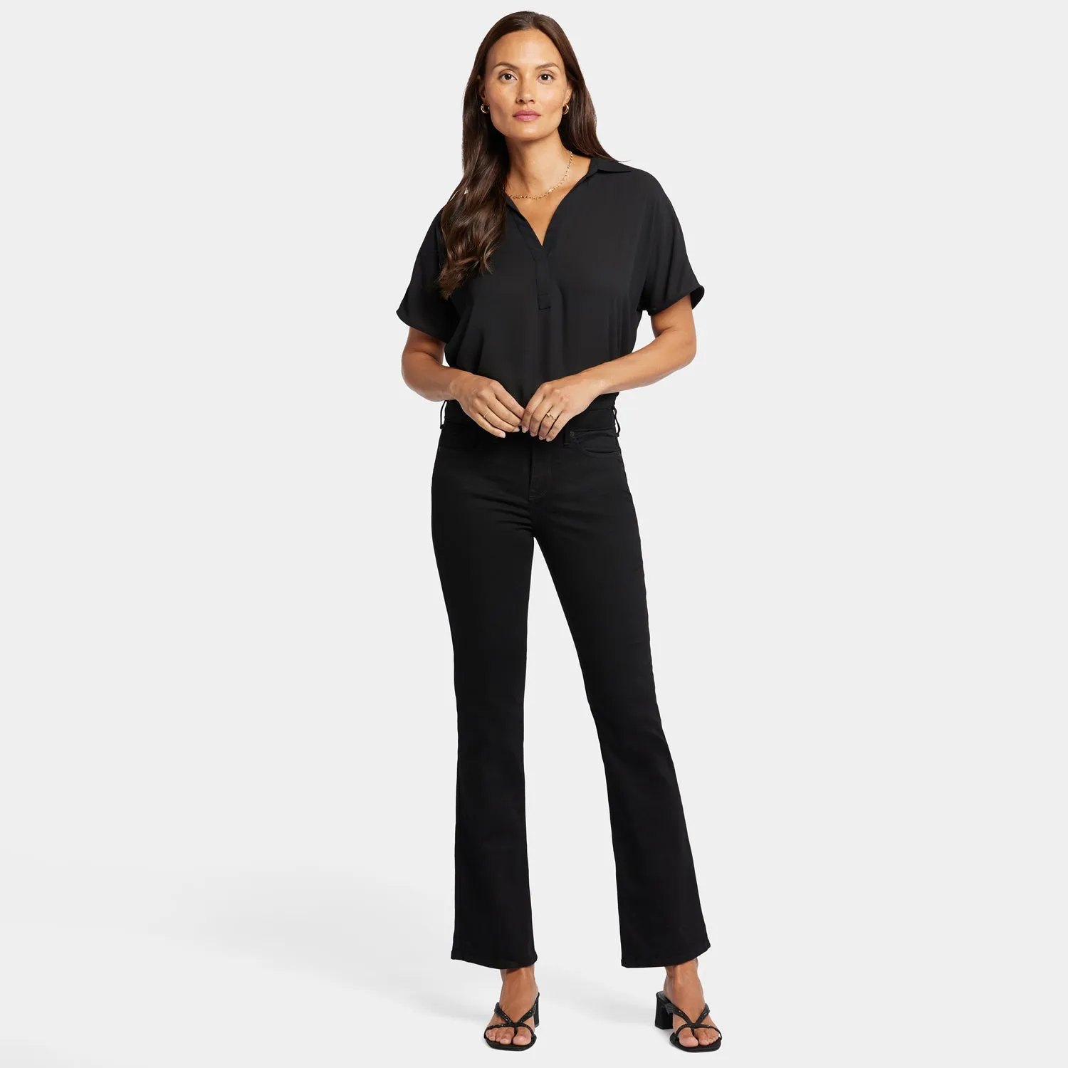 NYDJ Barbara Bootcut Jeans Schwarz kurz formend