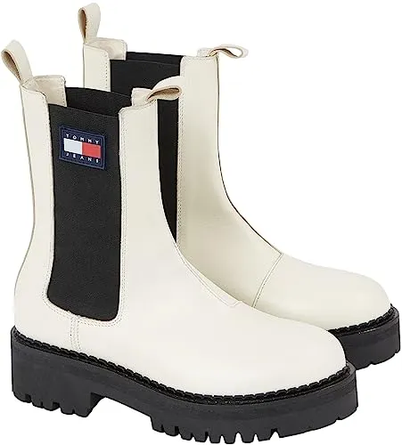Tommy Jeans TJW Urban Chelsea EN0EN02298 Stiefel Damen Weiß mittelhoch