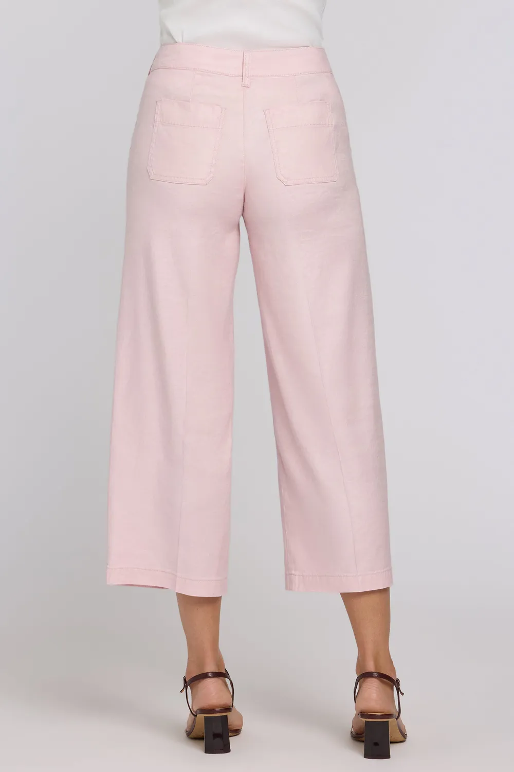 NYDJ Cargo Capri Hose Petite Light Lilac weites Bein Leinen