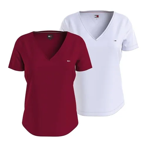 Tommy Jeans TJW V-Neck T-Shirt 2er Pack weiß-blau