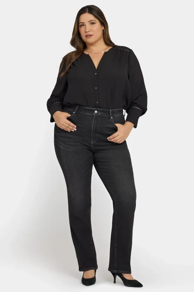 NYDJ Marilyn Straight Plus Jeans Paris Lights grau High Rise