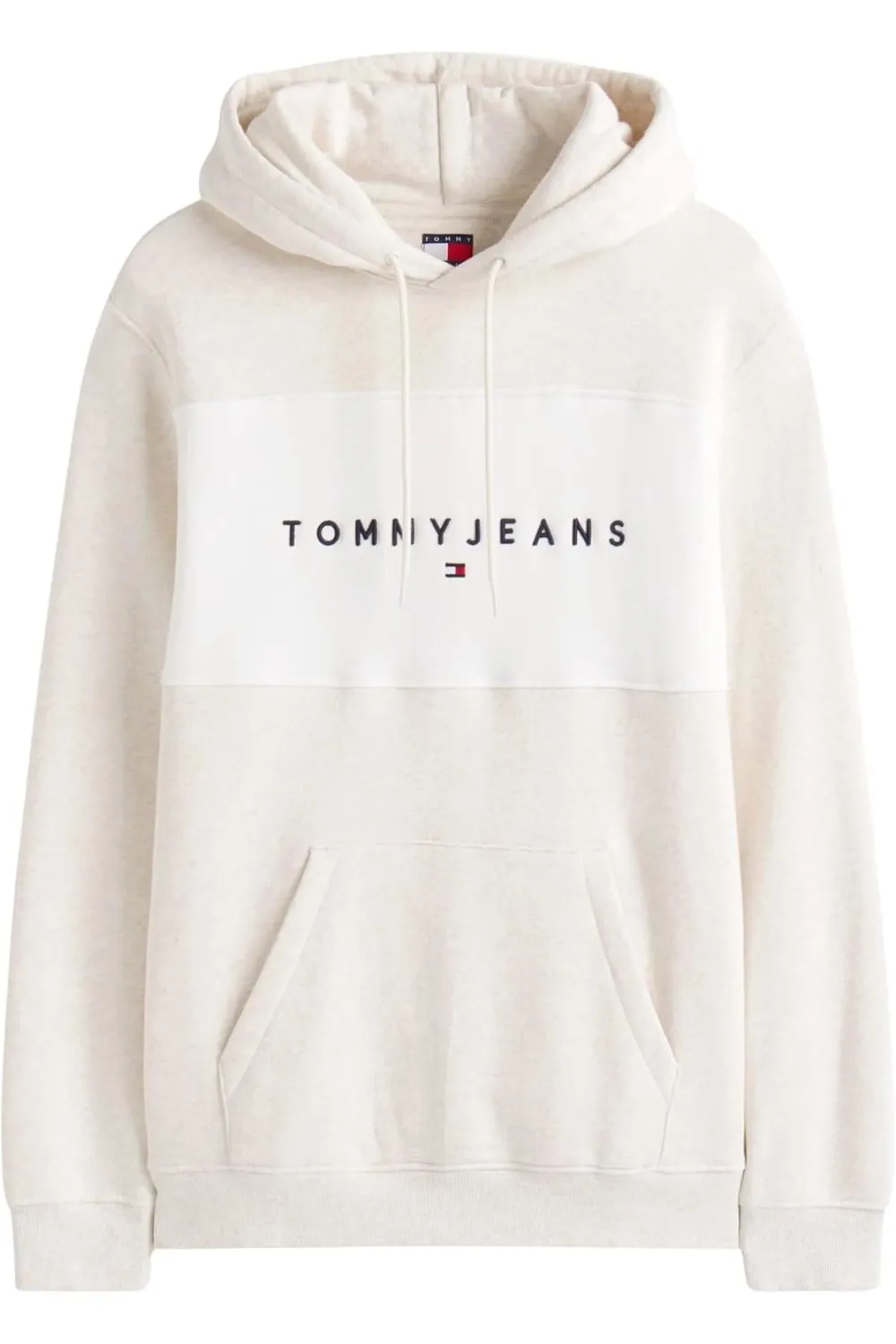 Tommy Jeans TJM Linear Logo Hoodie Kapuzenpullover XXL Beige Baumwolle