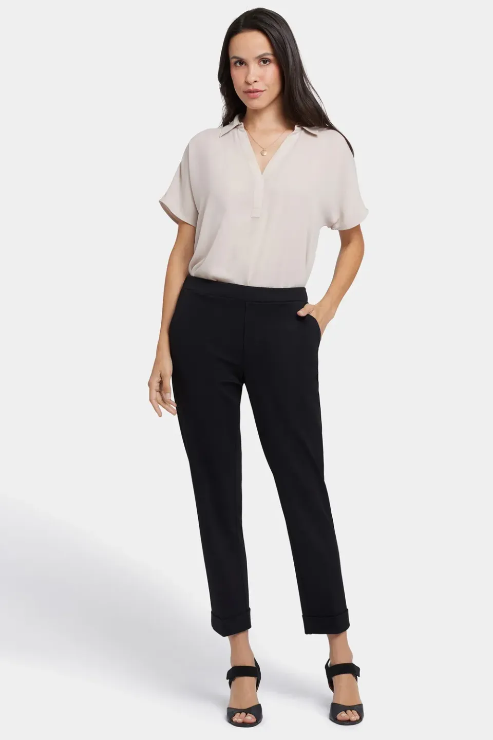 NYDJ Cassidy Ankle Pull-On Hose Petite Schwarz Ponte