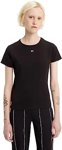 Tommy Jeans Essential Rib T-Shirt Damen M gerippt