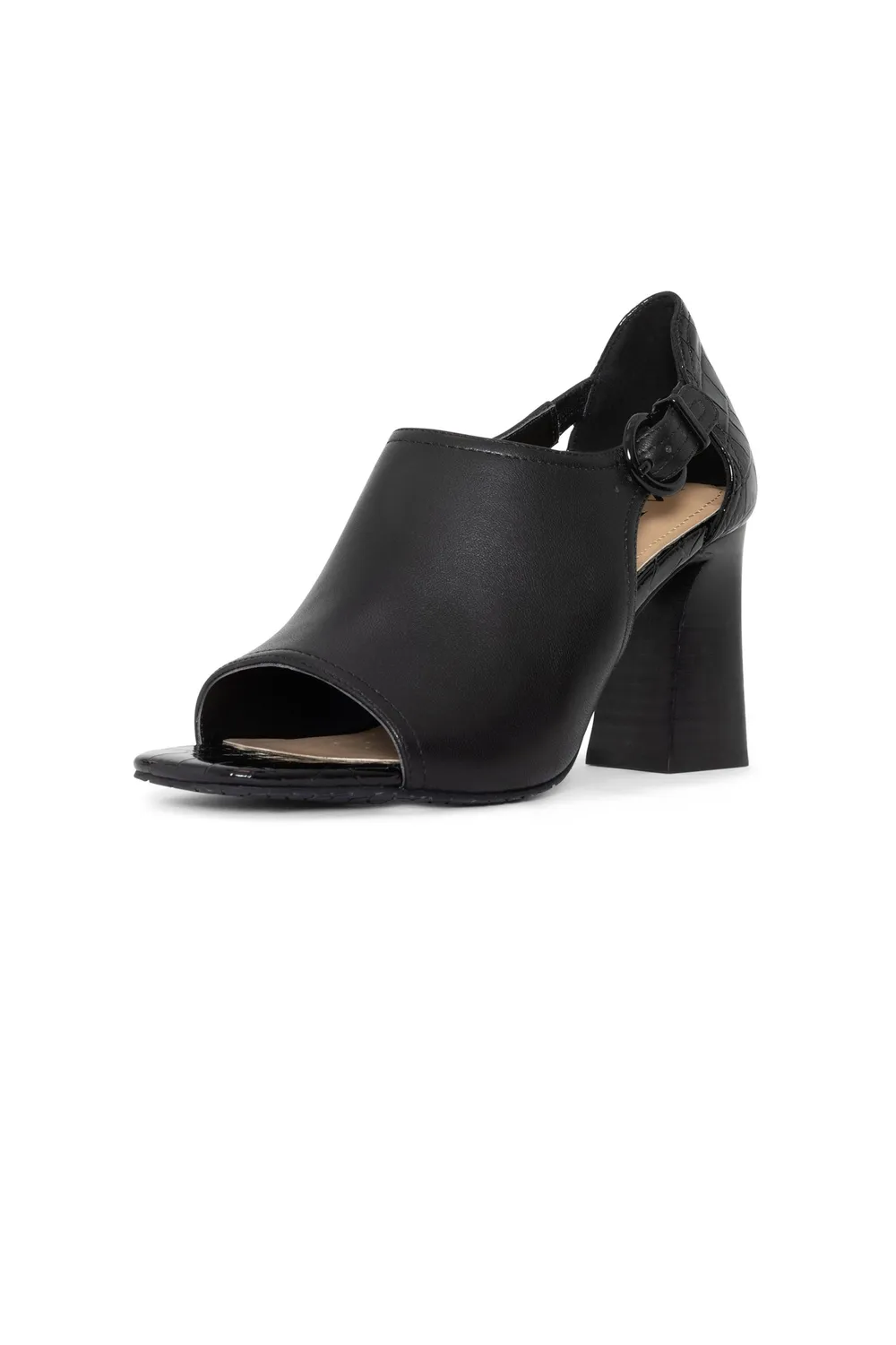 NYDJ Larlie Block Heel Sandalen Schwarz Leder