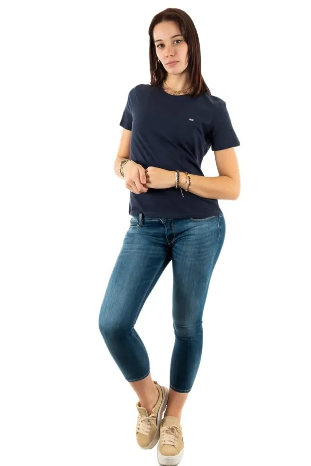 Tommy Jeans TJW Soft T-Shirt S Blau Rundhals Baumwolle