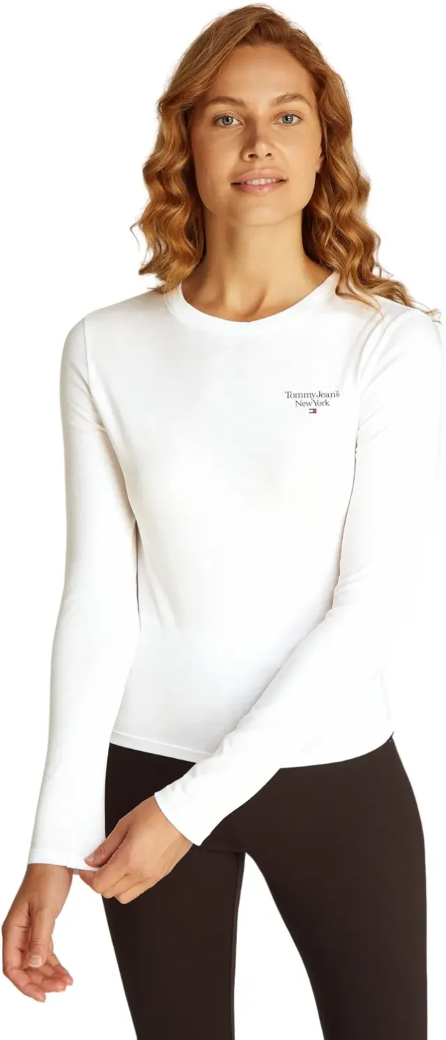 Tommy Jeans Slim Essential Logo Langarmshirt Baumwolle
