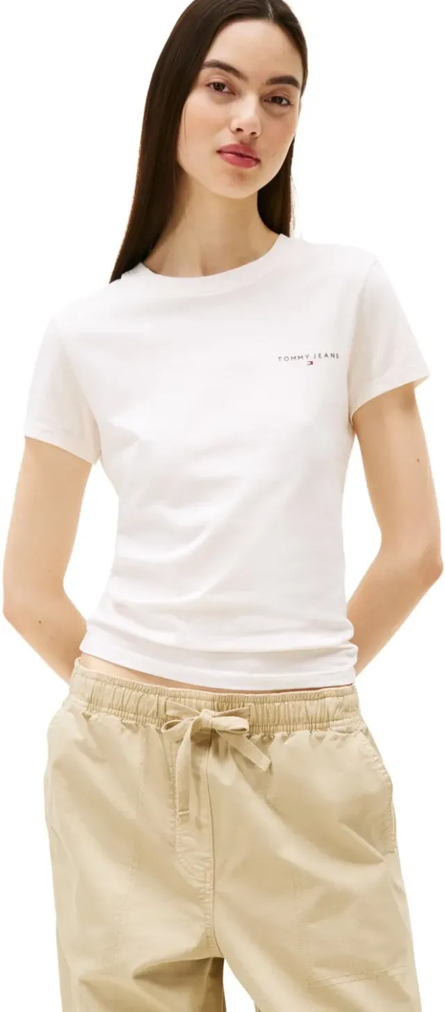Tommy Jeans Slim Linear T-Shirt Damen M Baumwolle