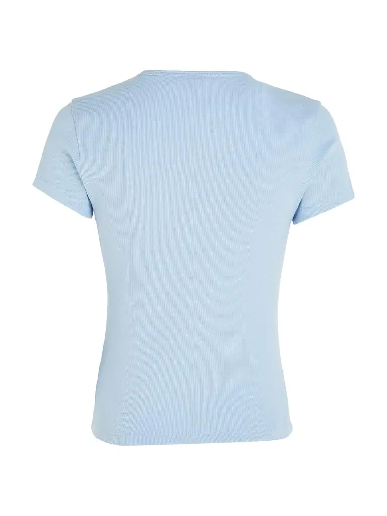 Tommy Jeans TJW Slim Essential Rib DW0DW17383 T-Shirt Blau M Slim Fit