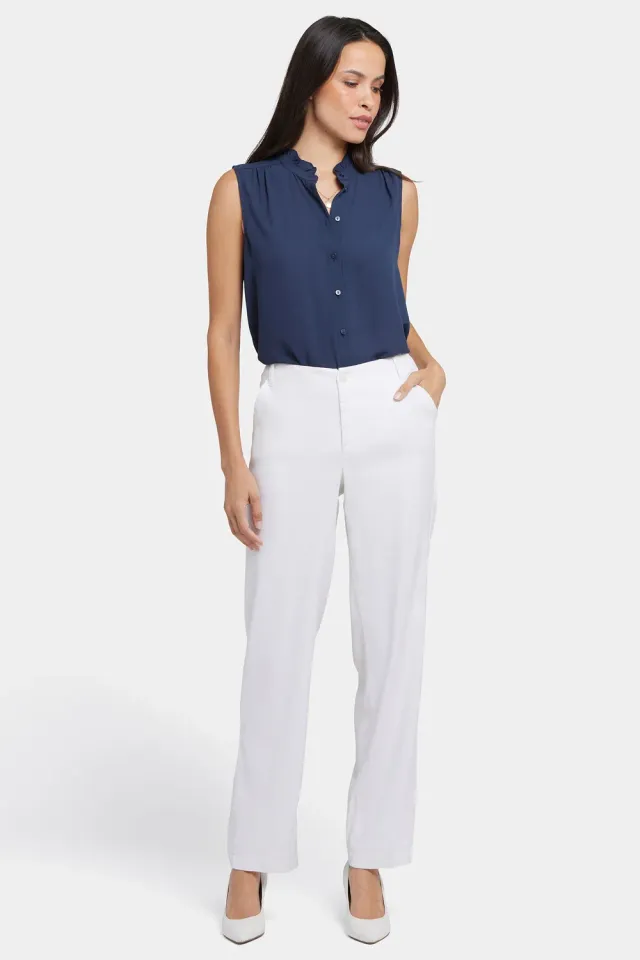 NYDJ Marilyn Straight Hose Optic White Petite Leinen
