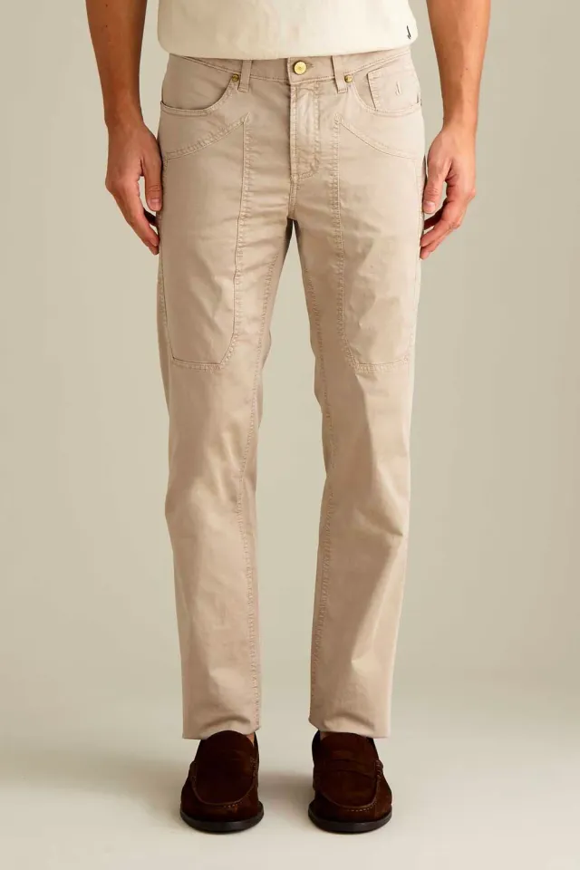 Jeckerson John Slim Fit Hose beige Satin-Optik