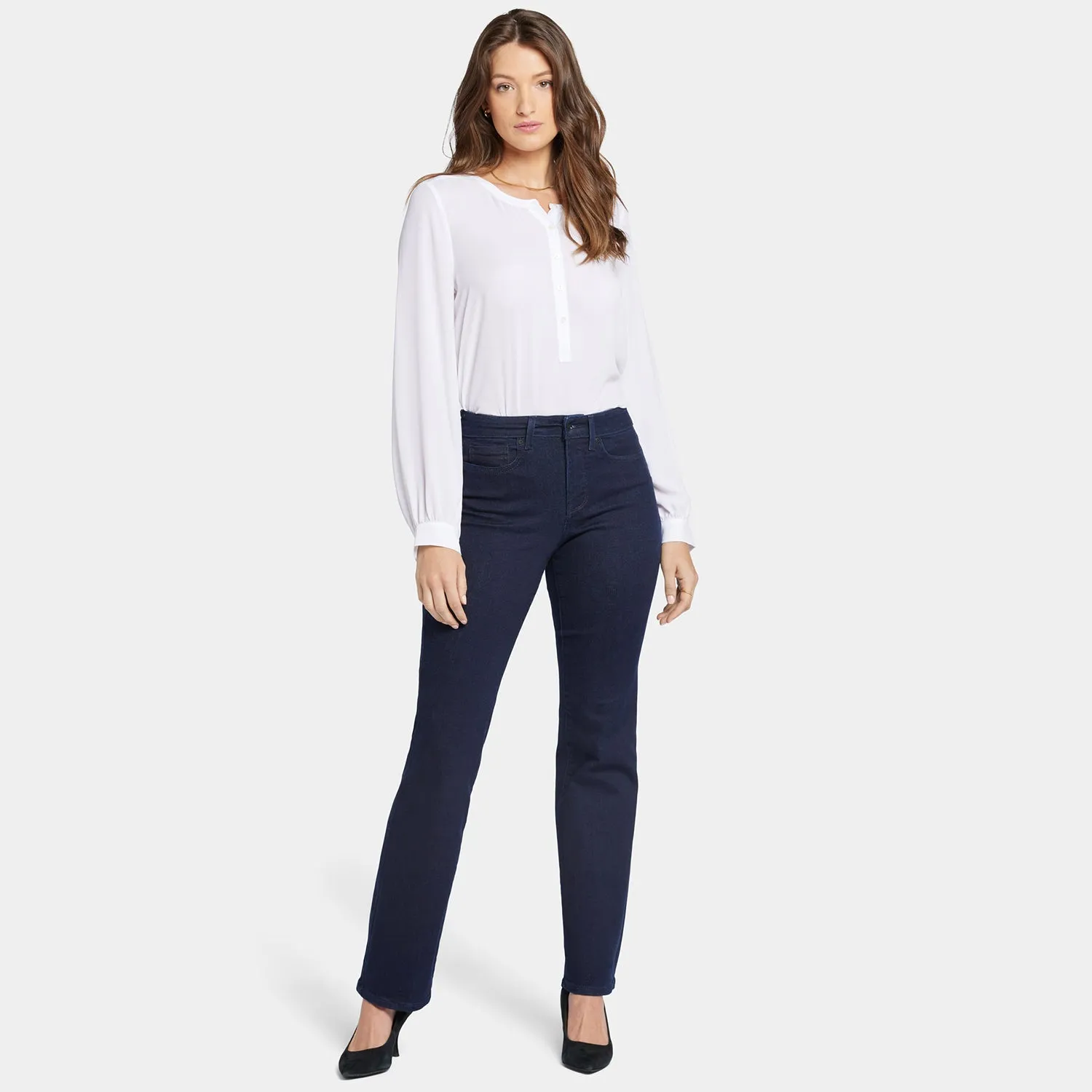 NYDJ Blake Slim Flared Jeans Rinse Petite High Rise