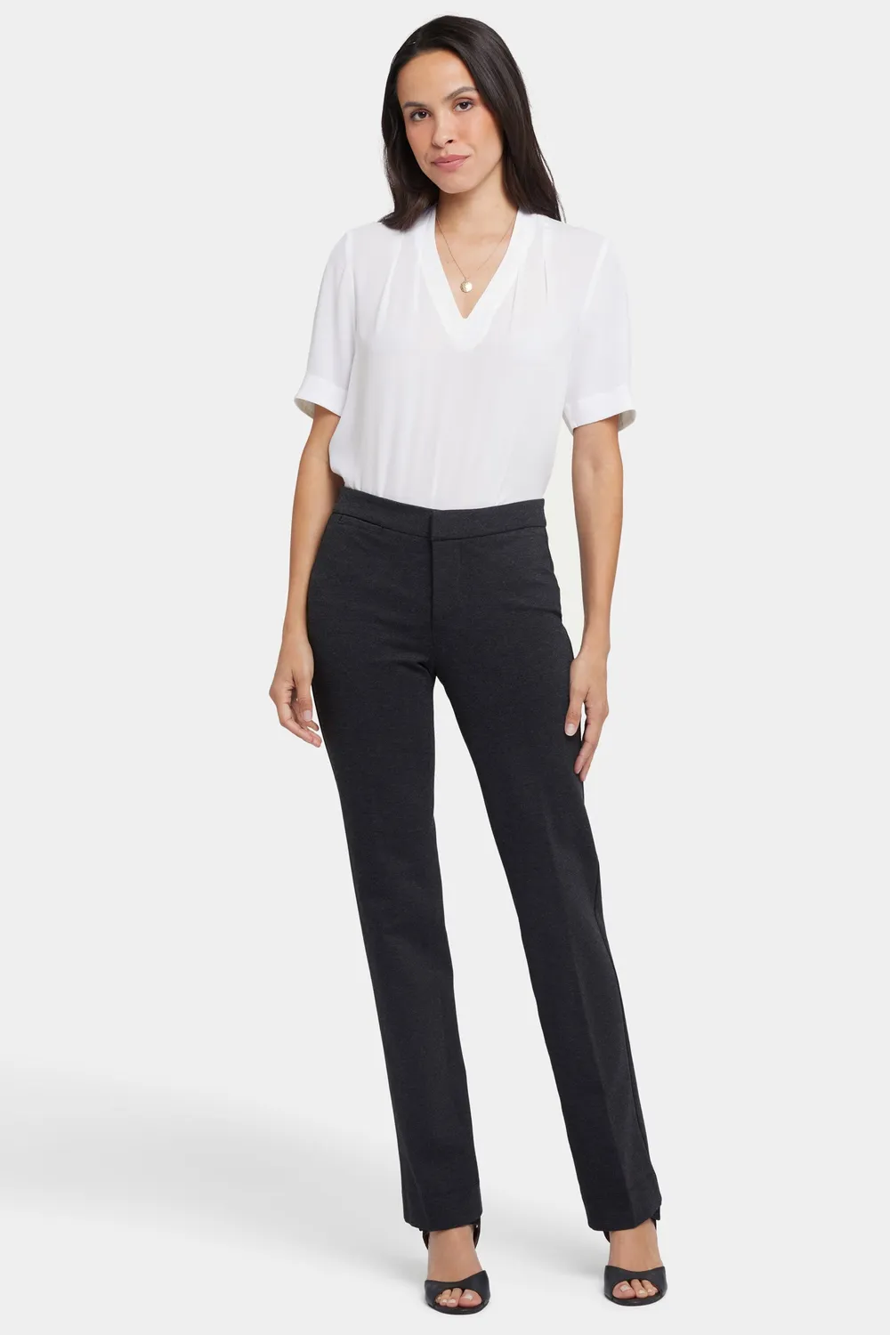 NYDJ Slim Trouser Hose Charcoal Heathered Ponte