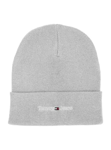 Tommy Jeans Sport Beanie Herren Strickmütze Grau Rippstrick
