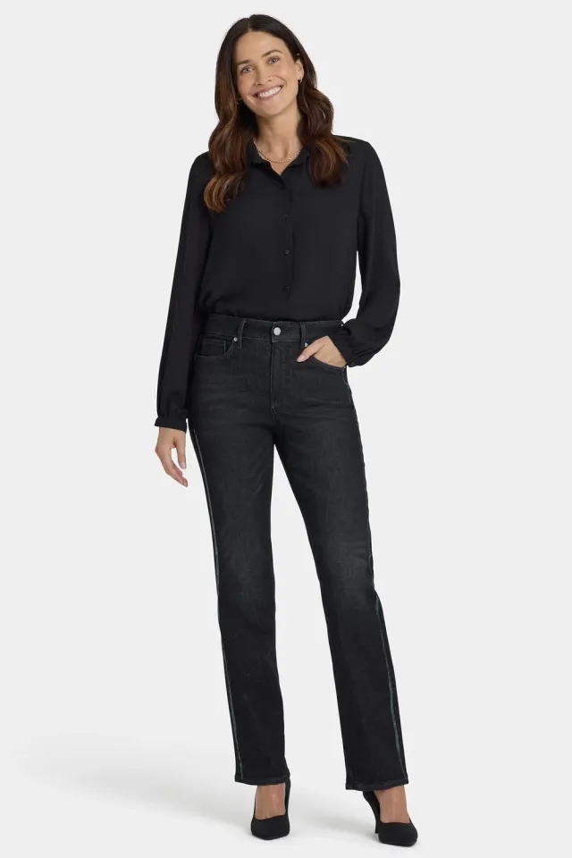NYDJ Marilyn Straight Jeans French Nightfall schwarz Pailletten
