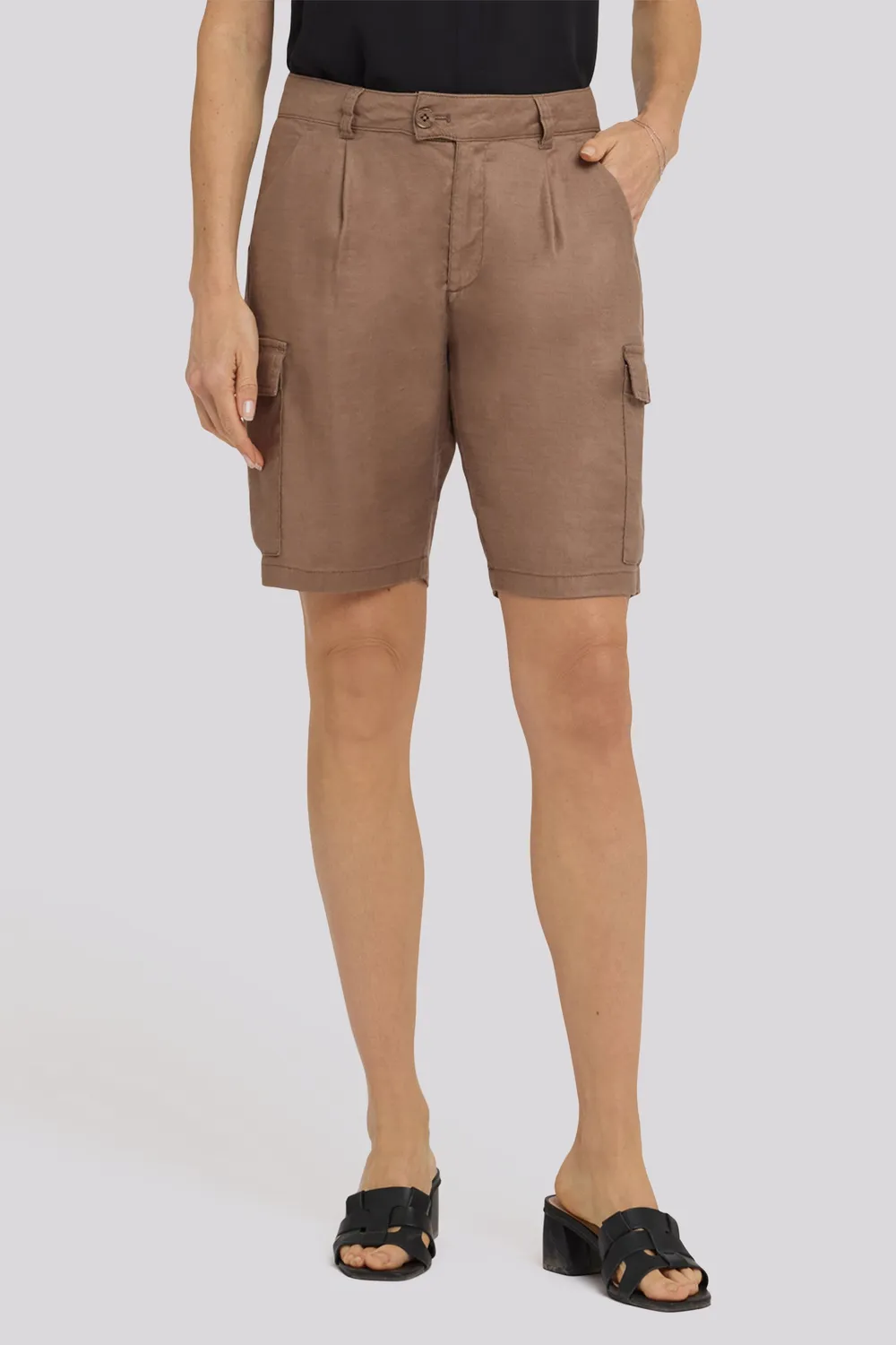 NYDJ Cargo Bermuda Shorts Toasted Coconut Leinen