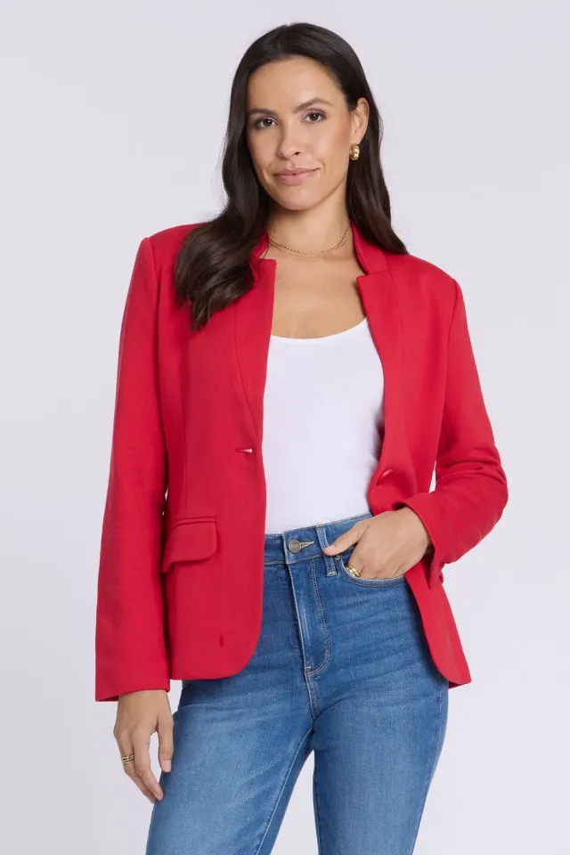 Gibsonlook Notch Collar Strickblazer Rot Lipstick