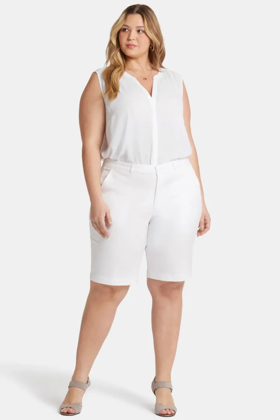 NYDJ Bermuda Shorts Plus Optic White weiß