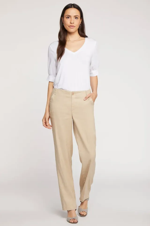 NYDJ Marilyn Straight Hose Petite Feather Stretch-Leinen