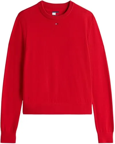 Tommy Jeans Damen Pullover Sweater Langarm Rundhals Baumwollmix