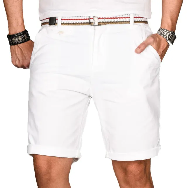 Alessandro Salvarini AS-096 Bermuda Shorts Schwarz mit Gürtel Baumwolle