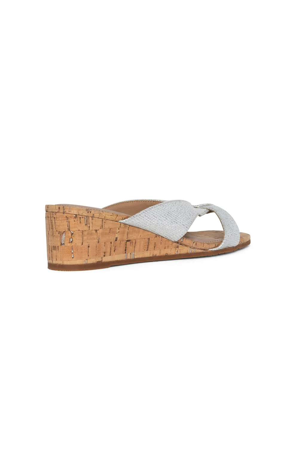 NYDJ Contessa Wedge Sandalen Silber Metallic Leder