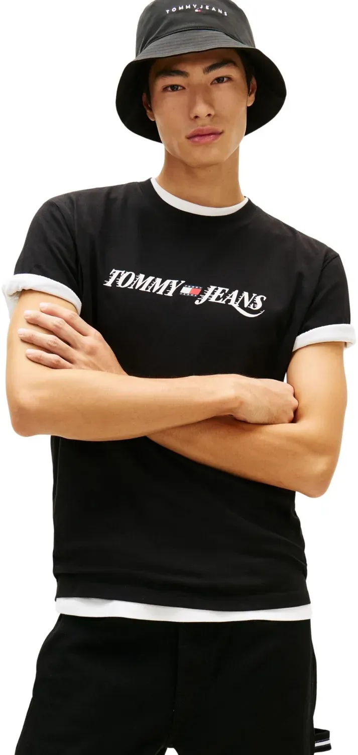 Tommy Jeans TJM Reg Vintage T-Shirt XL Schwarz Baumwolle
